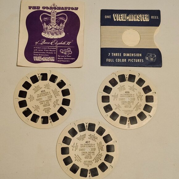 VINTAGE View Master Reel Lot of 3 The Coronation of Queen Elizabeth II - Picture 1 of 6